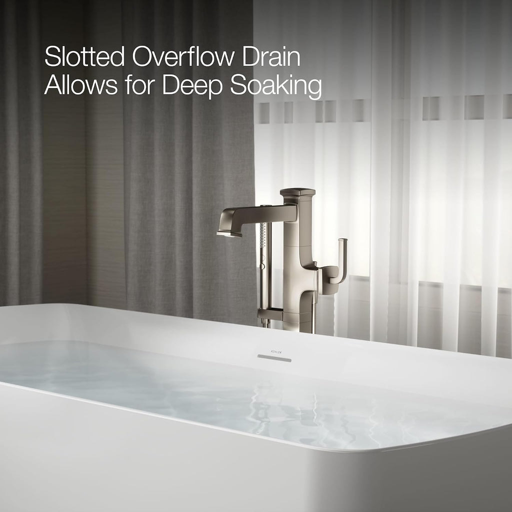 Kohler K-26080 Irvine 67-7/8' x 31-7/16' Free Standing Acrylic Soaking Tub with Center Drain, Drain Assembly, and Integrated Overflow - White