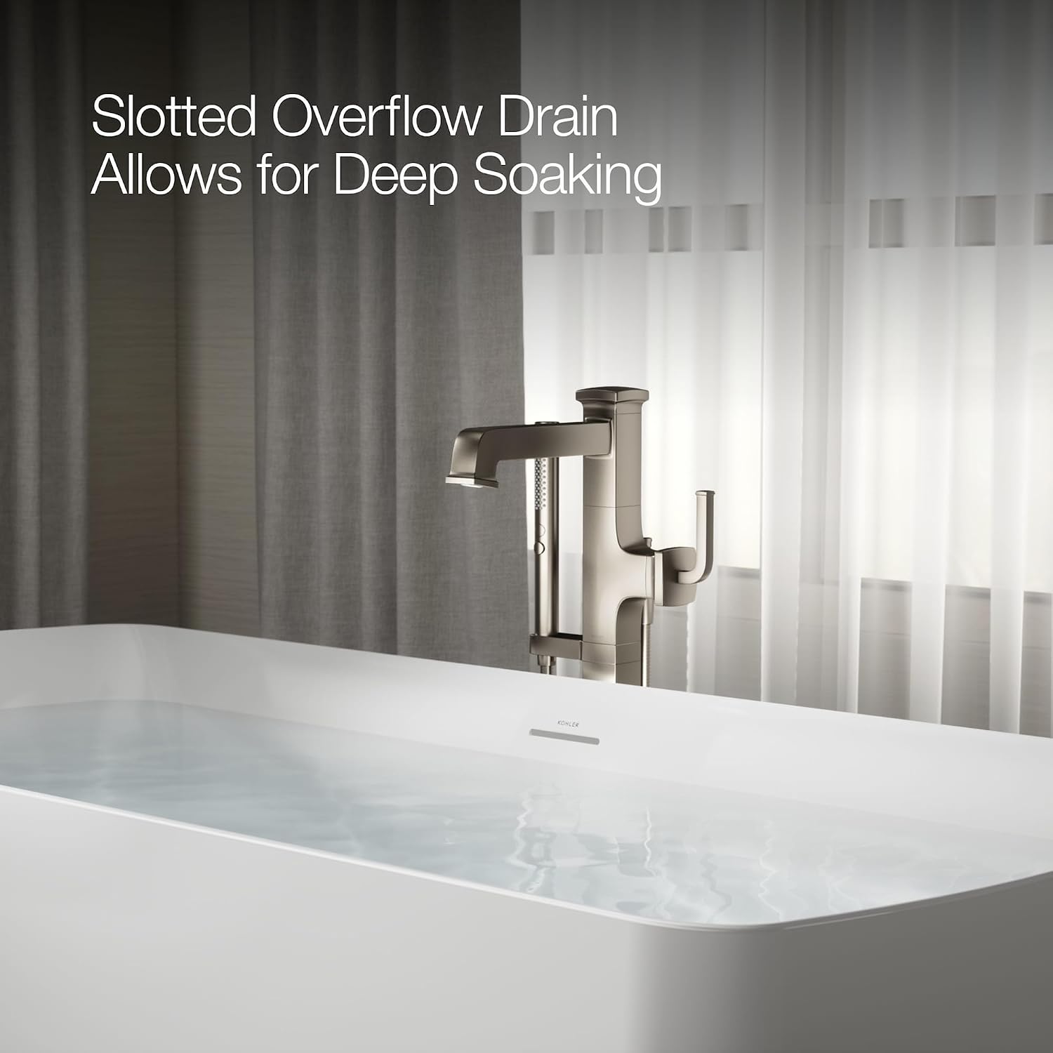 Kohler K-26080 Irvine 67-7/8' x 31-7/16' Free Standing Acrylic Soaking Tub with Center Drain, Drain Assembly, and Integrated Overflow - White