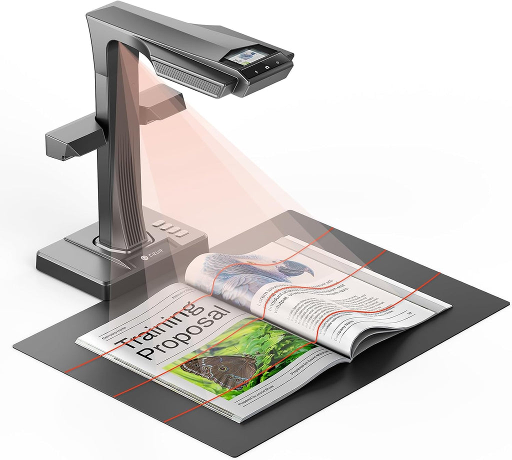 CZUR ET MAX Book Scanner, 38MP High-Resolution Overhead Document Scanner with Curve-Flattening, Auto Page Detection, OCR, HDMI Output, Compatible with Windows/Mac/Linux