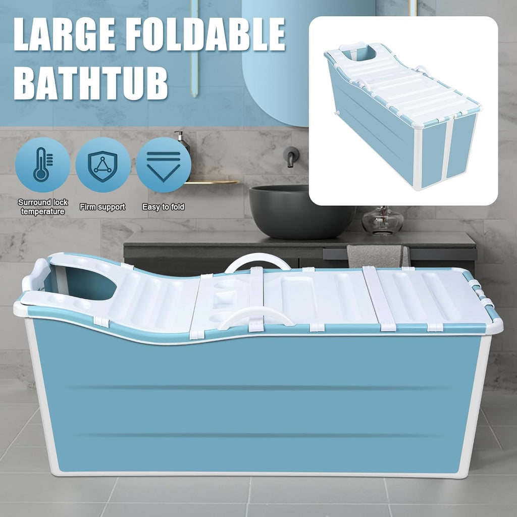 Portable Foldable Bathtub, Bathing Tub for Shower Stall, Portable Bathtub for Adult, Space Saving Home Spa Bath, Freestanding Effortless Folding Bathtub with Thermal Lid, Handrail Pink
