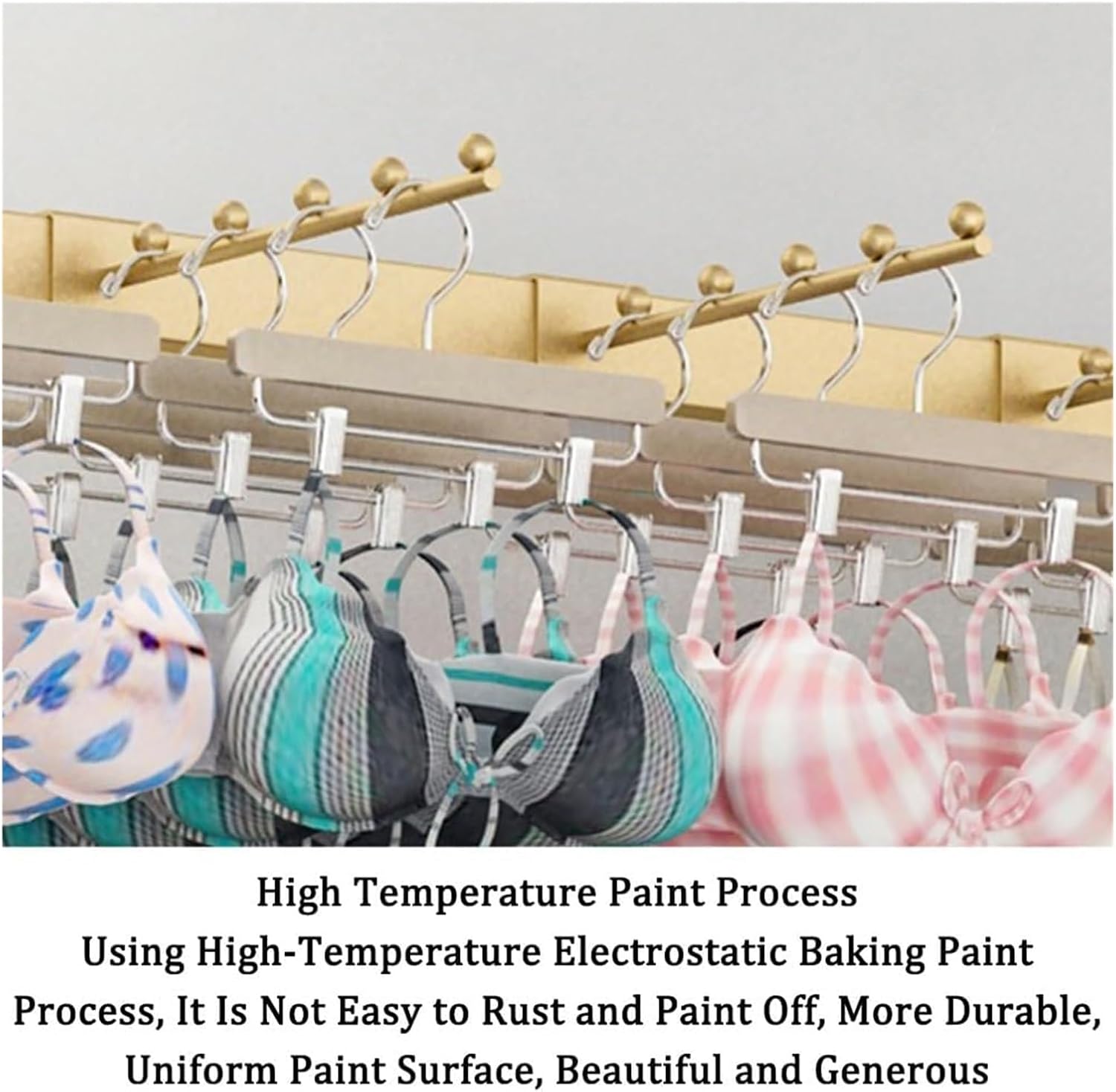 Clothes Rail Garment Rack 5 Tiers Wall Mounted Underwear Store Bra Display Rack, Socks Organizer Display Stand, Metal Storage Rack for Retail Stores/Farmers Markets(Wh