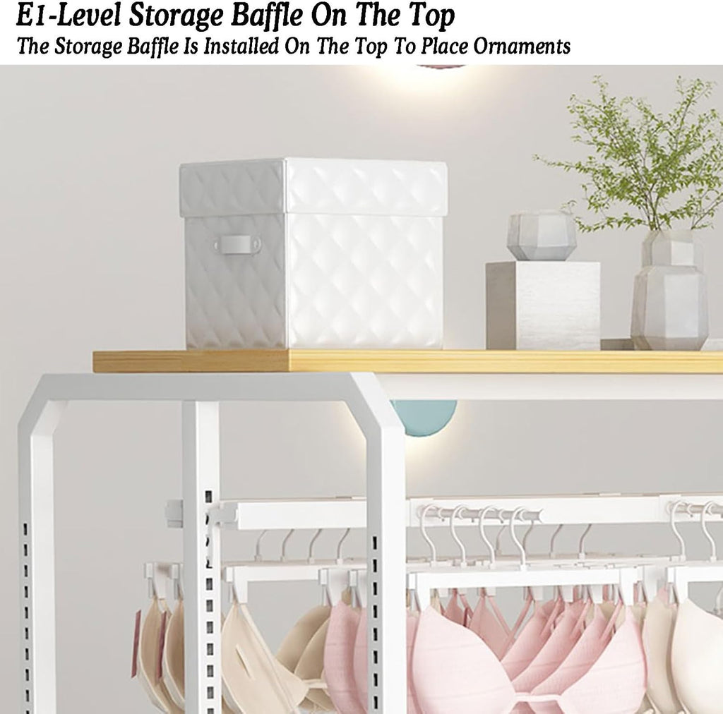 Underwear Display Stands,Metals Lingerie Stand Shelves,Freestanding Clothing Store Boutiques Retail Lingerie Garment Rack,for Swimsuit Socks Bra(White)
