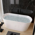 55' Acrylic Freestanding Bathtub, Stand Alone Soaking Tub with Toe-tap Chrome Drain Free Standing Bathtubs CUPC Certified White
