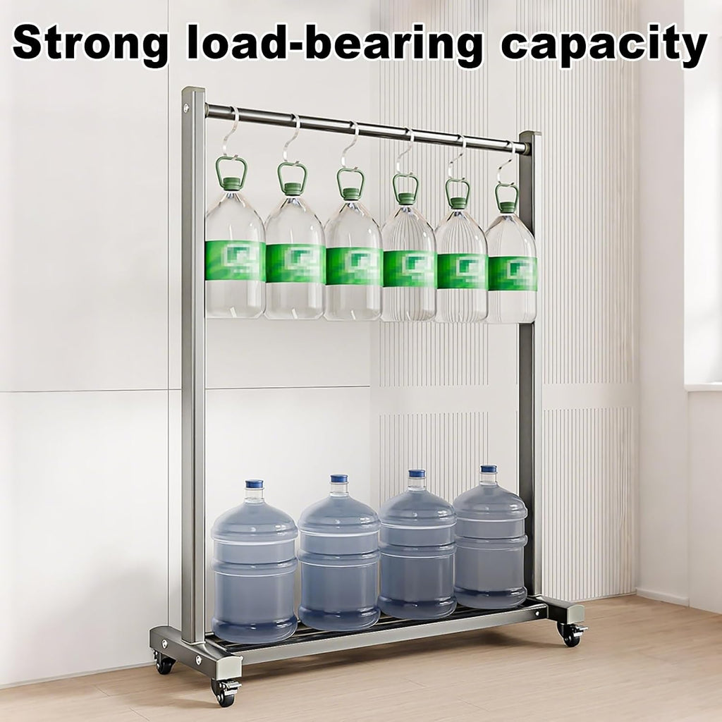 Heavy-Duty Clothes Rack With Wheels, Freestanding Metal Garment Rack With Bottom Shelf, Rolling Clothing Racks For Hanging Clothes, For Bedroom, Laundry, Balcony(120cm/47.2in)