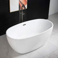 WOODBRIDGE 59'Freestanding White Acylic Soaking Bathtub with Matte Black Drain and Overflow,BTA1518 -MB-Drain &O