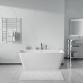 Vault Series 67 in. x 32 in. Flat Bottom Acrylic Freestanding Soaking Bathtub with Center Drain, Chrome Faucet