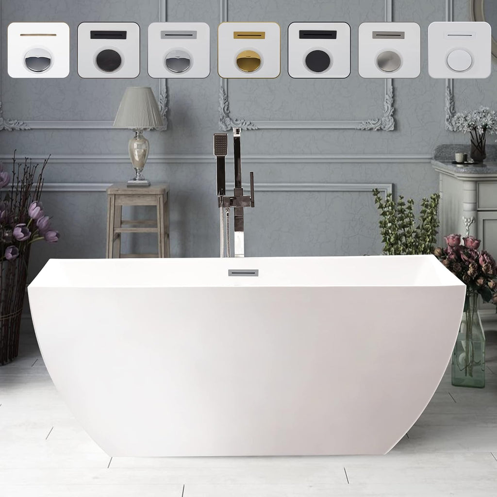 Vanity Art 67' X 32' Acrylic Freestanding Bathtub | Home Improvement Bathtubs with Contemporary Design for Soaking and Bathing, Overflow and Pop-up Drain with UPC Certified, VA6821-L