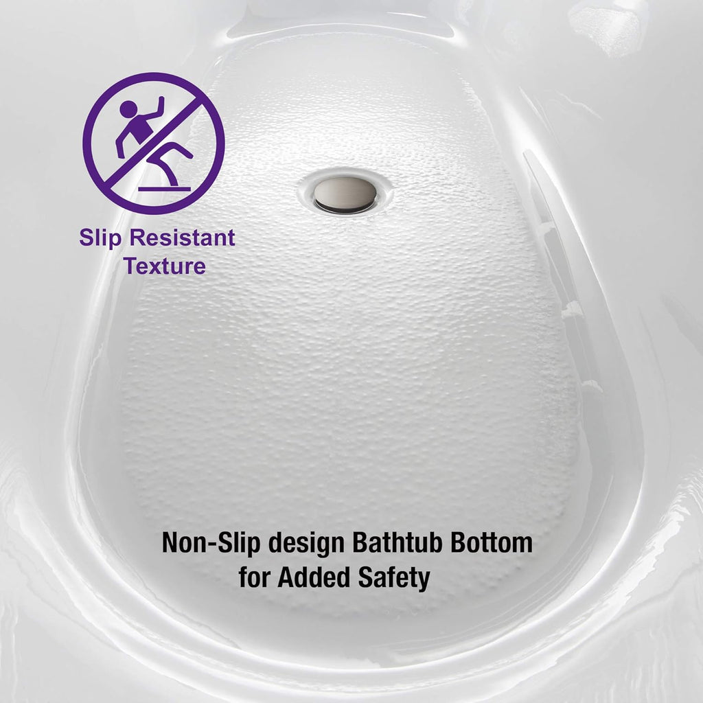 Woodbridge 59' Acrylic Freestanding Bathtub Contemporary Soaking Tub with Brushed Nickel Overflow and Drain BTA1530,With Brushed Nickel-Faucet F0001BN (BTA1530+ F-0001)
