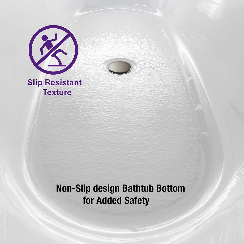 WOODBRIDGE 59'Freestanding White Acylic Soaking Bathtub with Brushed Nickel Drain and Overflow,BTA1518 -B/N-Drain &O