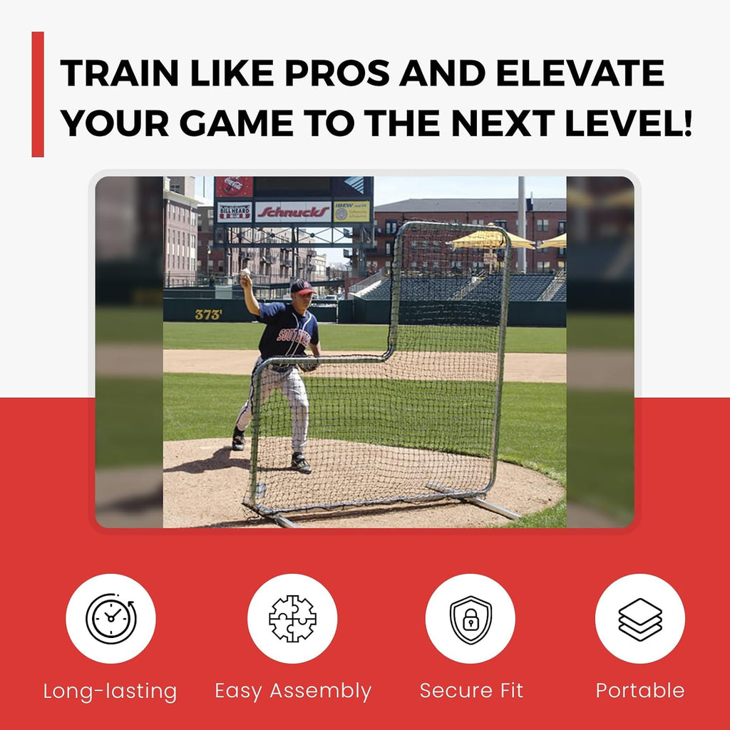 Trigon Sports Pitcher's L Screen Replacement Net, Softball & Baseball Pitching Net, Batting Cage with Frame, L Shape Net for Training, Size: 7' x 7' (NET ONLY)