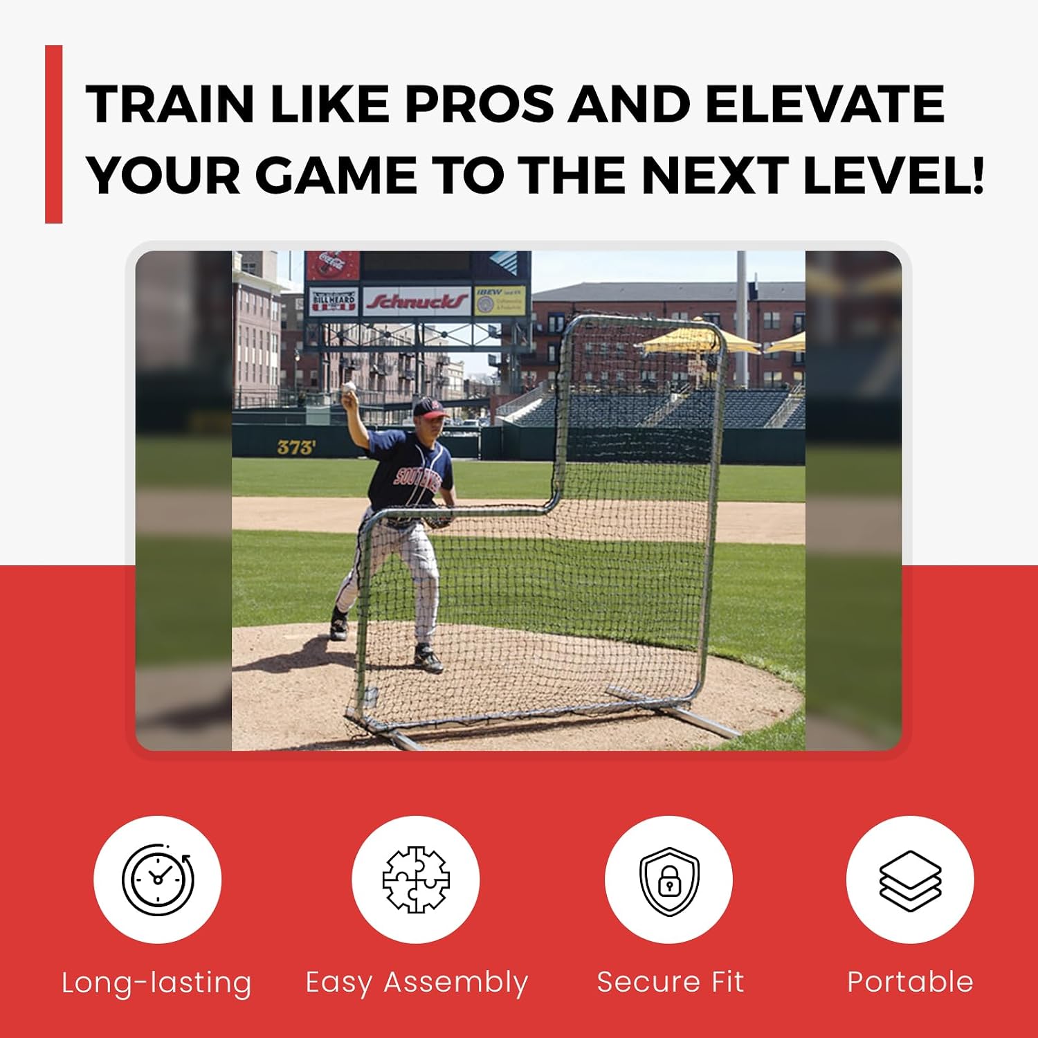 Trigon Sports Pitcher's L Screen Replacement Net, Softball & Baseball Pitching Net, Batting Cage with Frame, L Shape Net for Training, Size: 7' x 7' (NET ONLY)