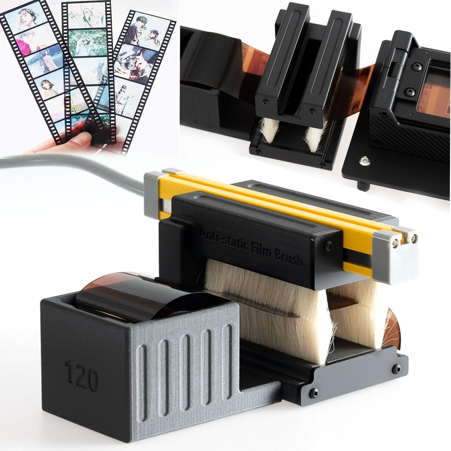 JOSBY Negative Film Dust Removal Kit, with 15cm Ion Anti-Static Bar, Anti-Static Film Brush, Detachable Brush, Eliminates Static & Dust, Efficient Cleaning Brush, for 135, 120, 4x5 Films