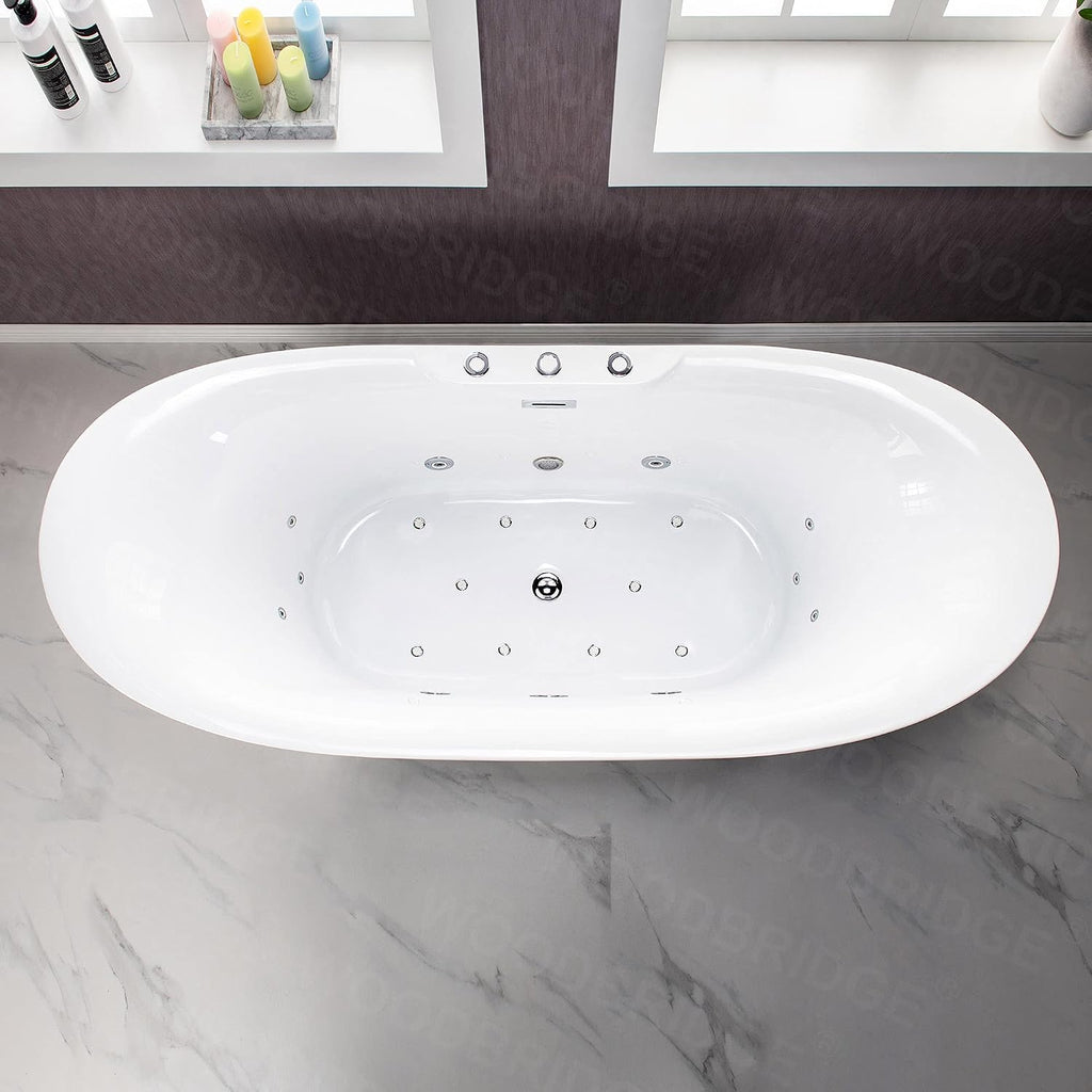 WOODBRIDGE 71' x 31 1/2' Whirlpool Water Jetted and Air Bubble Freestanding Bathtub , B0034