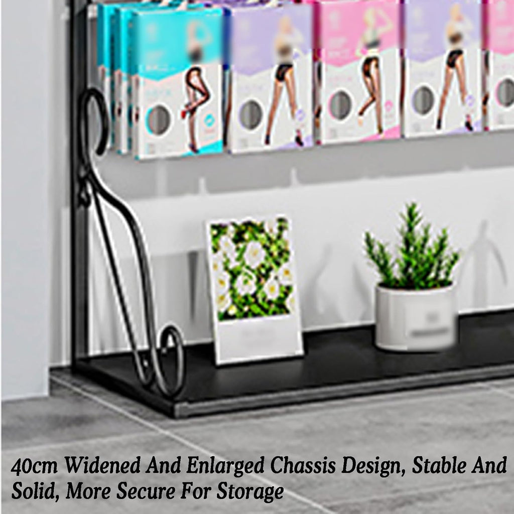 Underwear Display Stands,Metals Lingerie Stand Shelves,Freestanding Clothing Store Boutiques Retail Lingerie Garment Rack,for Panties Socks Bra Shorts(White,100 X 40 X 155cm)