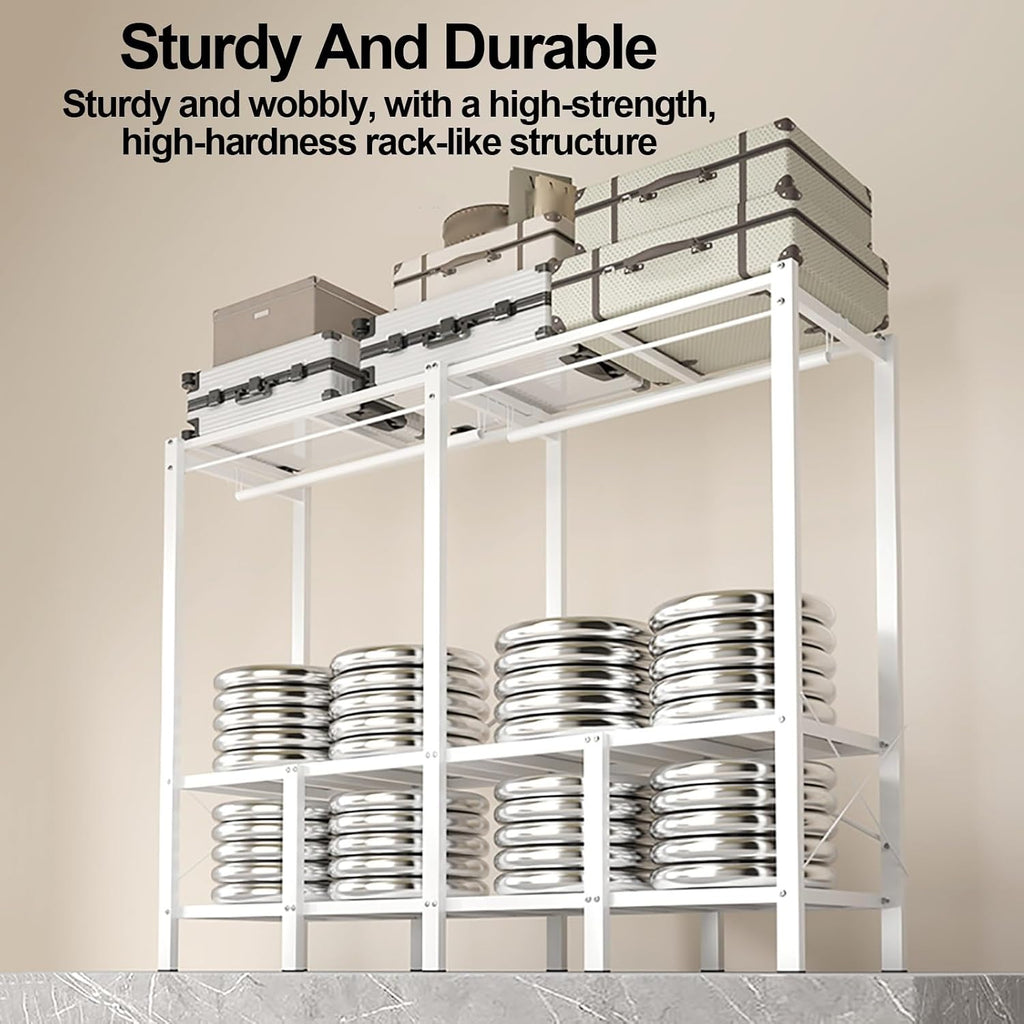 Foldable Portable Wardrobe Closet With Cover, Metal Clothing Rack For Hanging Clothes, Heavy Duty Garment Rack With Hanging Rods, For Bedroom, Dorm(Grey1,150cm/59.1inch)