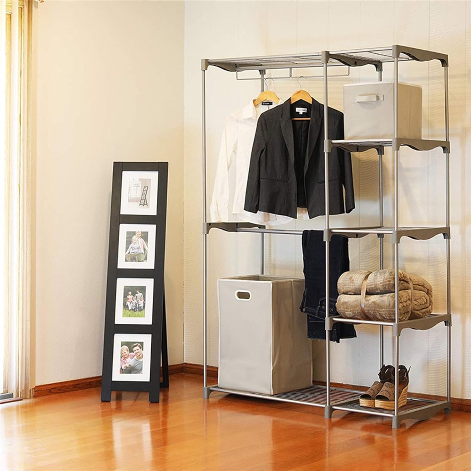Combined Closet Portable Practical Five-Tier Wardrobe Clothing Garment Rack, Without Cloth Cover Combination Closet