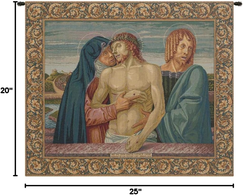 Charlotte Home Furnishings Inc. Pieta Italian Tapestry Wall Hanging 20 X 25 Inch Viscose Cotton And Polyester Blend Wall Art Perfect For Home Decor And Wall Decor By Giovanni Bellini
