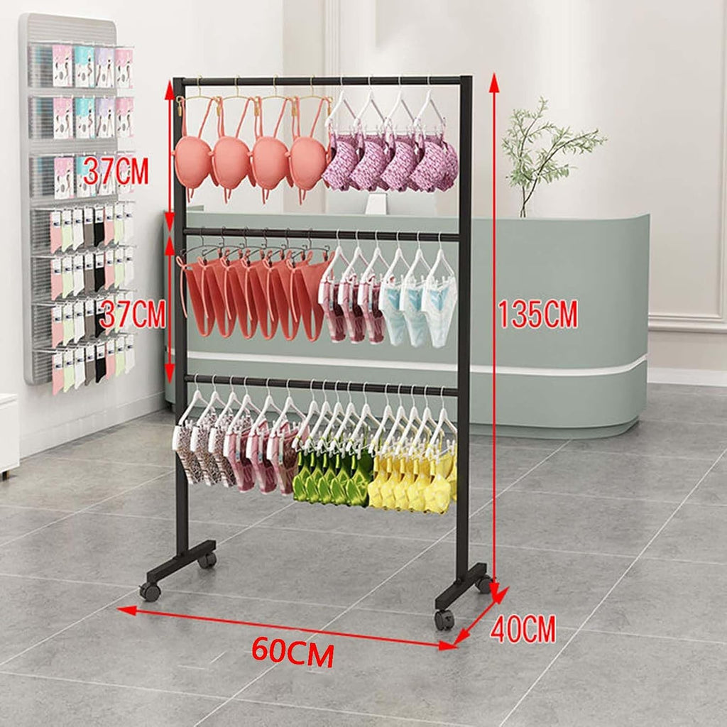 Underwear Display Rack Garment Stand with Wheels Clothes Racks Clothing Store Retail Racks Commercial Freestanding Hanger for Bikini,Swimwear, Lingerie,Shorts,