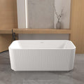59' Acrylic Freestanding Tub, Rectangle Linear Stand Alone Soaking Tubs with Pop-up Chrome Drain, Free Standing Bathtubs with CUPC Certified, White