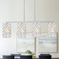 CATINER Chrome Crystal Kitchen Island Lighting 40' Modern Linear Chandelier, 4 Lights Polished Chrome Ceiling Pendant Light Fixture Over Table for Dining Room Living Room