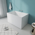 43.3' Contemporary Free Standing Bathtubs, Japanese Soaker Tub | Upgraded Glossy White Japanese Soaker Tub with CUPC Drain