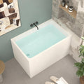 43' Acrylic Freestanding Tub, Square Shape Soaking Bathtub with Chrome Overflow and Left Drain, Free Standing Acrylic Tubs White
