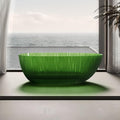 67' Edeyeu Freestanding Bathtub - Shaped Solid Surface Bathtub With Ripple Lines, Extra Deep Soaking Tub, Free Standing Stand Alone Tub With Heat Retention For Modern Bathroom Spa Desig Green A