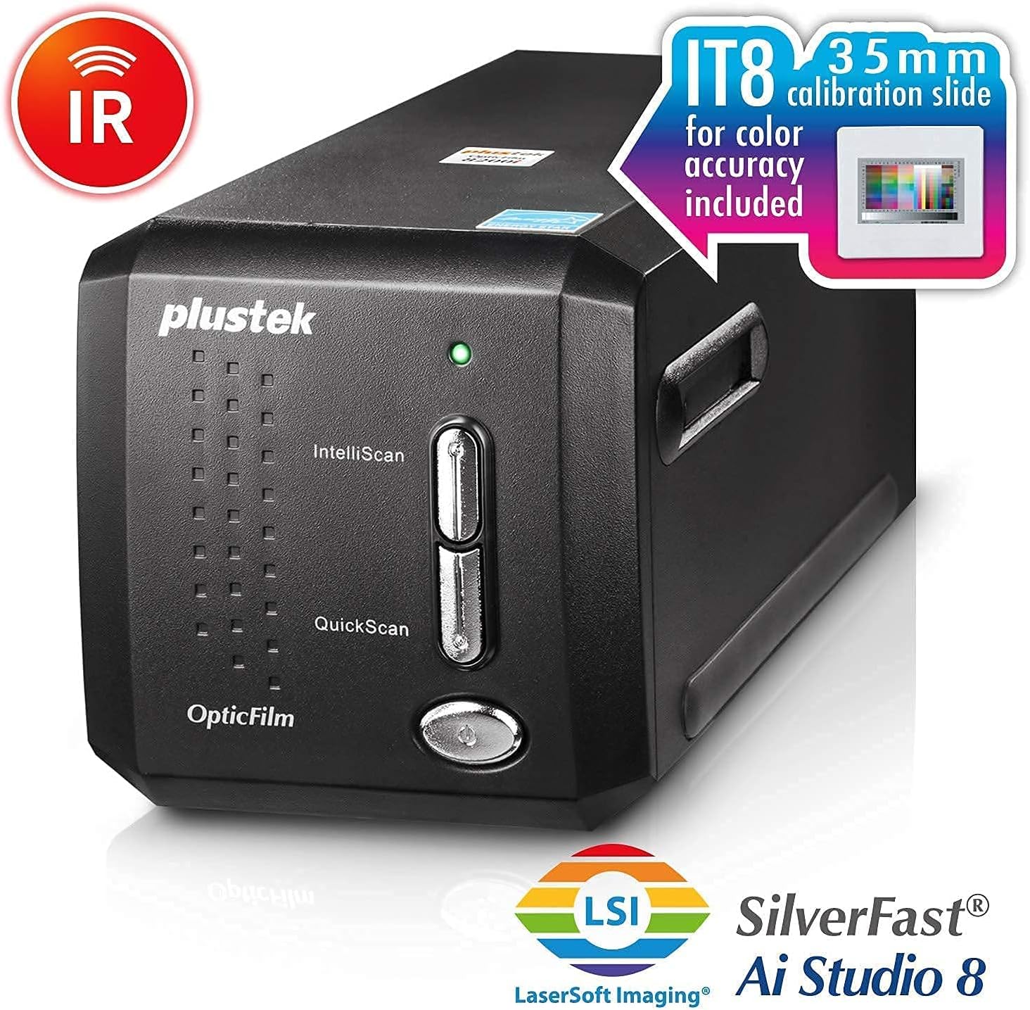 Plustek OpticFilm 8200i Ai Film & Slide Scanner Converter + 35mm Mounted Slide Holders kit + 35mm Negative Film Stripe kit