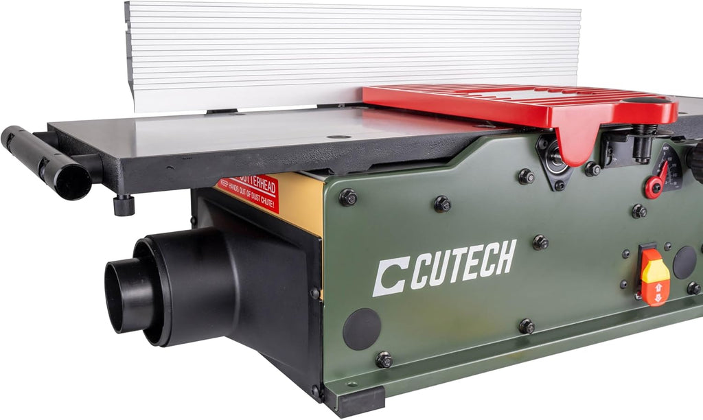 Cutech 401100HI 10-Inch Spiral Cutterhead Benchtop Jointer with Cast Iron Tables, 20 TC Inserts, Extra Long 24' Aluminum Fence, Additional 7-3/8' Fence Brackets, and a 12-amp Motor