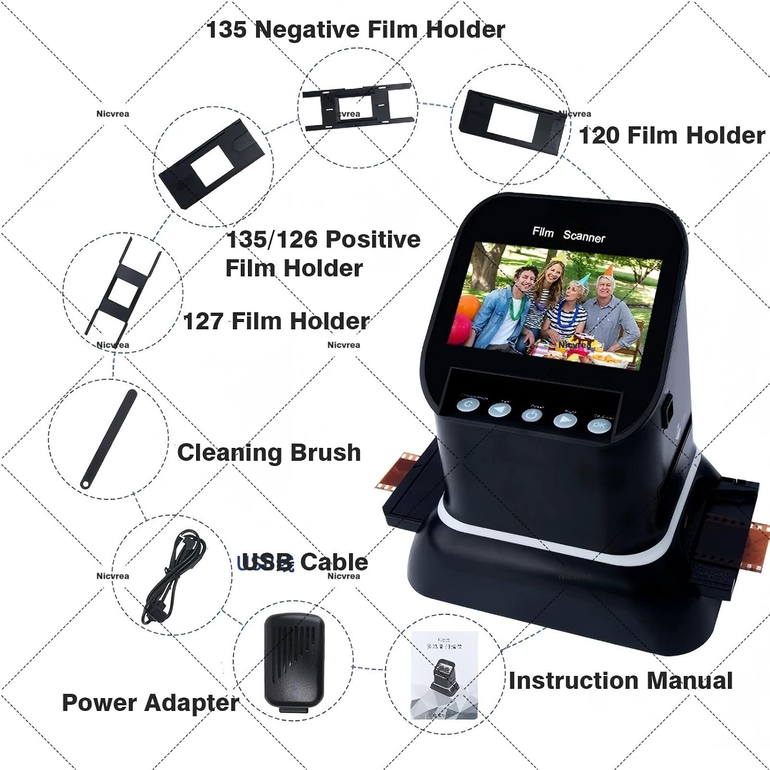4.3 Inch Photo Film Scanner Slide Digitizer Digital 35mm Image Converter with TV Output and Built in LCD Display for Image Preview
