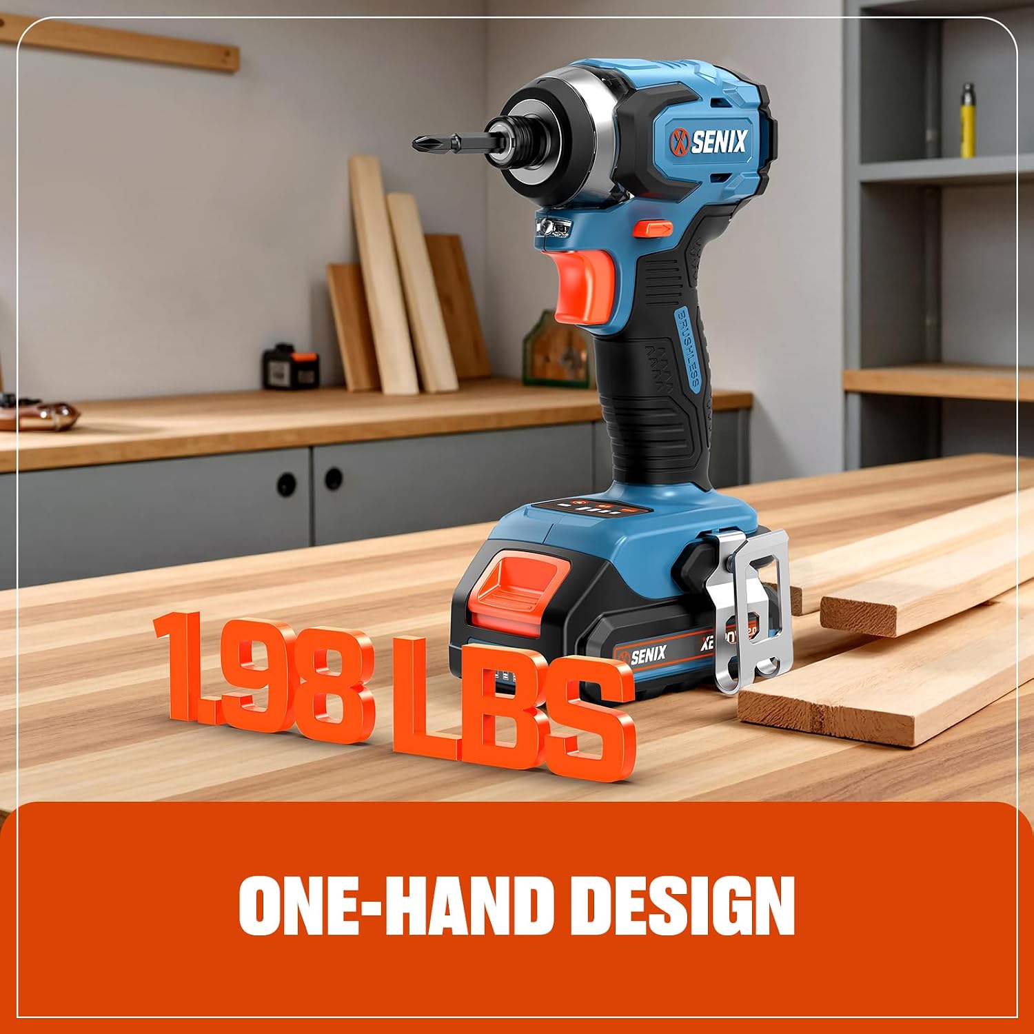 SENIX X2 20 Volt Max* 1/4-Inch Cordless Impact Driver, 4-Speed Battery Screwdriver, Brushless Motor, LED Light, 130 Foot-Pounds of Max Torque, Includes Soft Bag, 2.0 Ah Battery & Charger (PDIX2-M2)