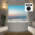 WOODBRIDGE 59' Acrylic Freestanding Bathtub Contemporary Soaking Tub with Matte Black Overflow and Drain,White Tub,B0058-MB