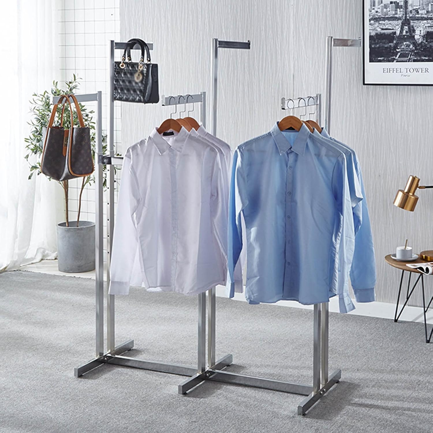 Floor-standing Heavy Duty Metal Garment Racks, Retail Boutique Store Clothes Display Rack Nakajima Rack ， Commercial Entryway Organizer Coat Rack，adjustable Height 6 Way Rack Clothes Hanging Rod