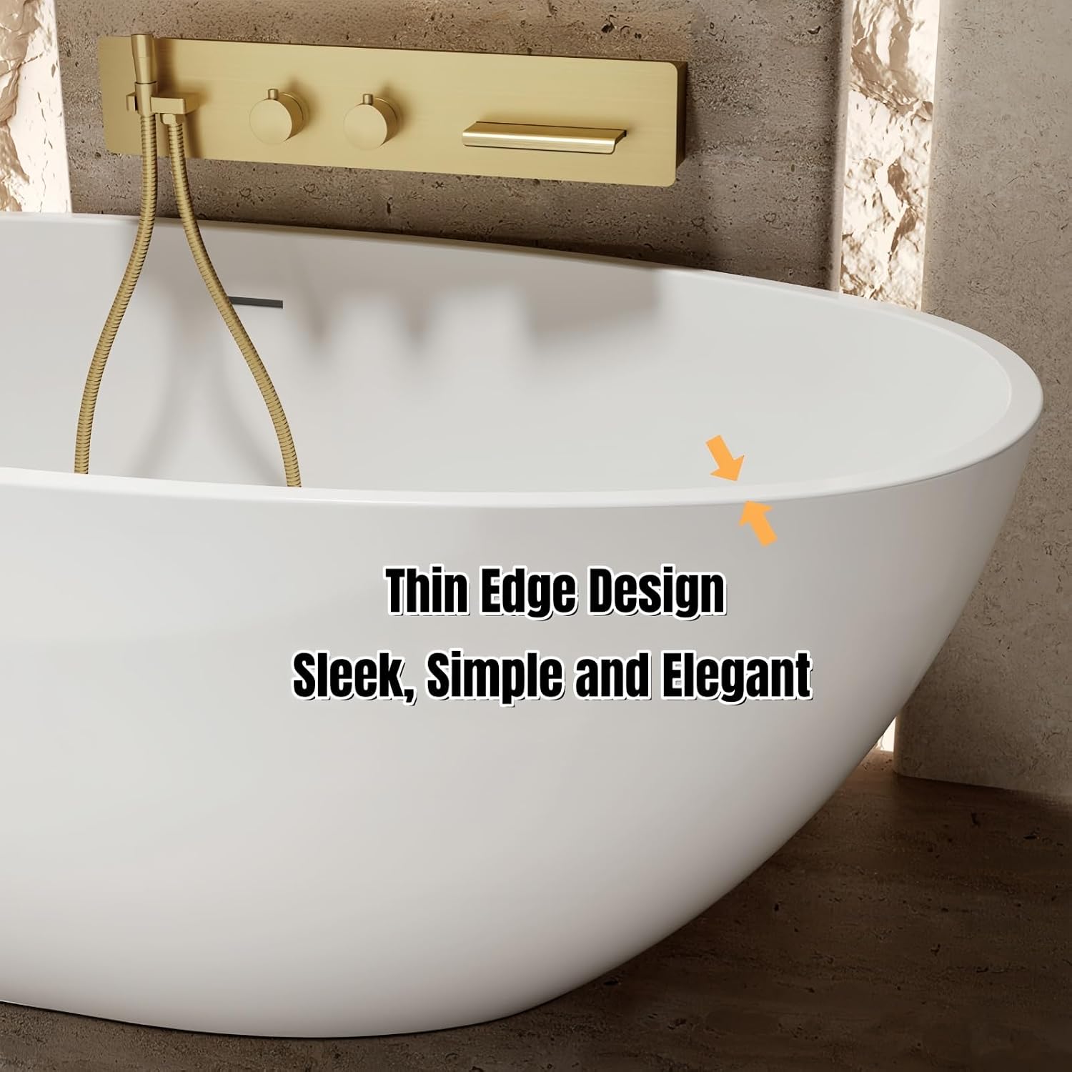 60' Edeyeu Oval Freestanding Bathtub - Extra Deep Soaker Tub With Premium Acrylic, Ergonomic Solid Surface Stand Alone Bathtub, Modern Freestanding Bathtubs For Spa Experience Pink A