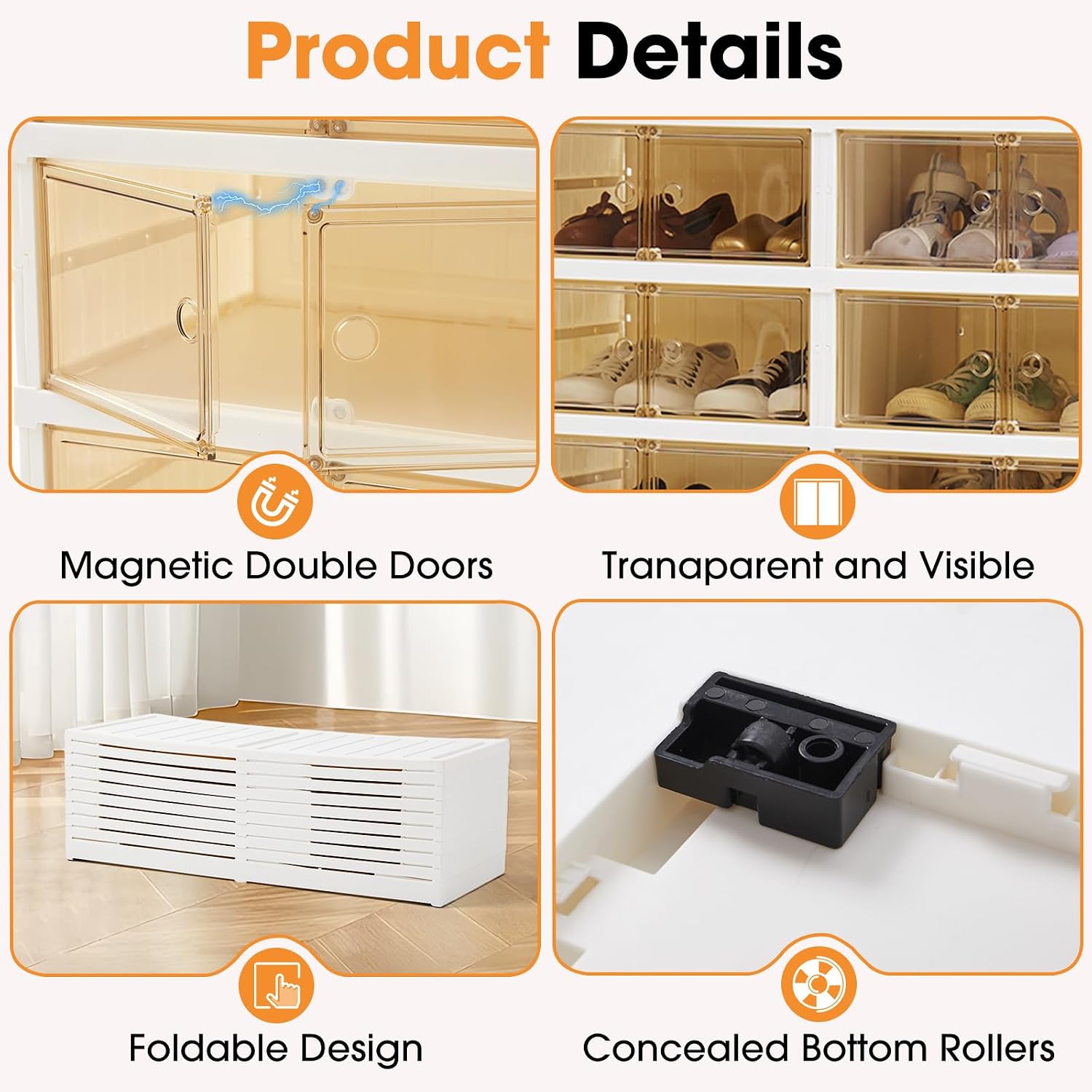 Folding Shoe Rack Storage Device,Large Plastic Folding Shoe Cabinet, Easy to Assemble Shoe Rack Storage Cabinet with Transparent Door Magnetic Buckle(9Tiers,36Pairs)