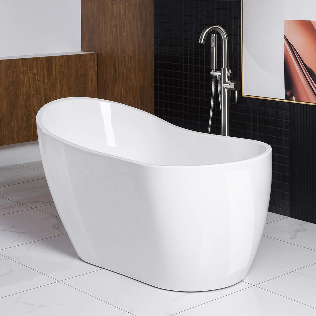 WOODBRIDGE B-0006 Modern Bathroom Glossy Acrylic Freestanding Bathtub, White