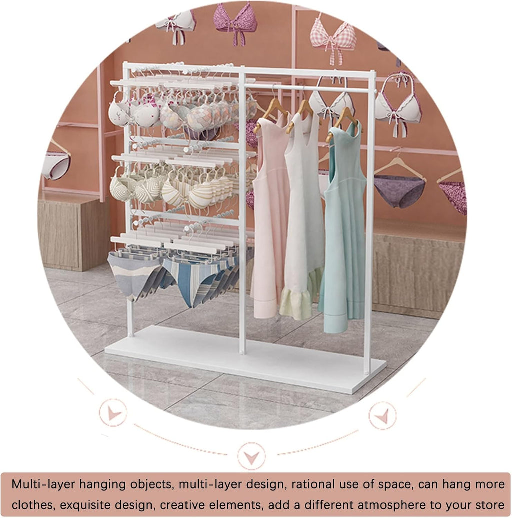 Coat Rack Stand, Underwear Display Stands, Freestanding Clothing Store Boutiques Retail Lingerie Garment Rack, Commercial Shelves for Socks Bra Panties Scarves Storage