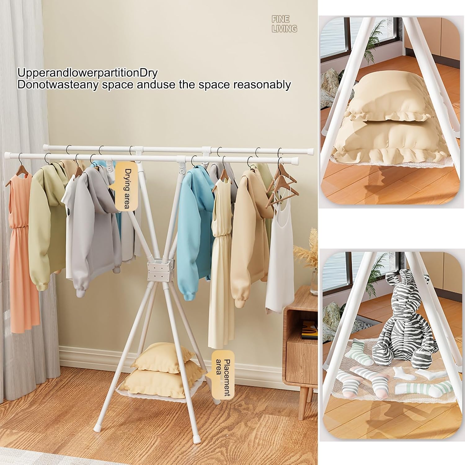 Clothes Drying Rack Foldable,2-Tier Laundry Drying Rack Collapsible,Freestanding Laundry Room Organization and Storage,Space-Saving,for Bathroom,Apartment and Laundry Room