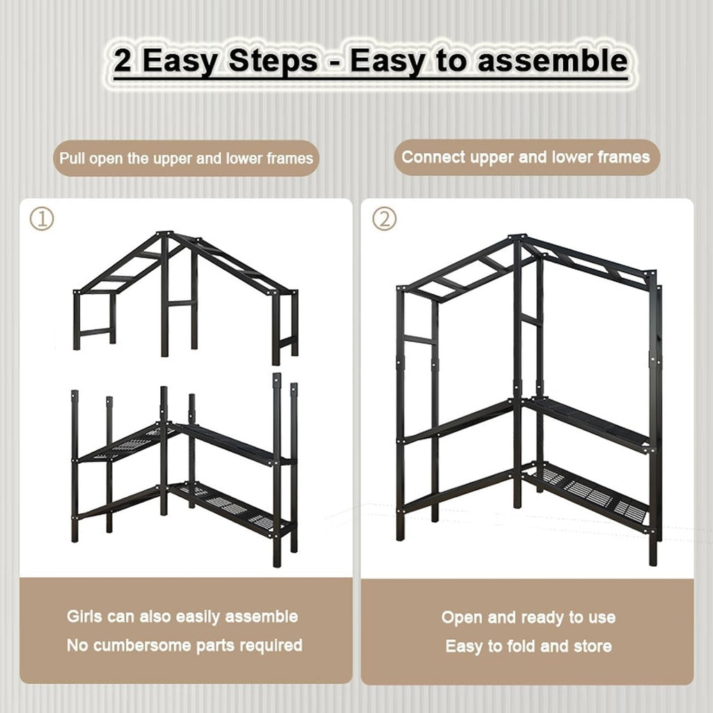Portable Iron Rack Wardrobe Closet Rack - Large Capacity Floor Hanger, Heavy-Duty Foldable Garment Rack, 1100lbs, With Cover Wardrobe Clothes Organizer System, For Bedroom/corridor/entrance(B,168*50*1