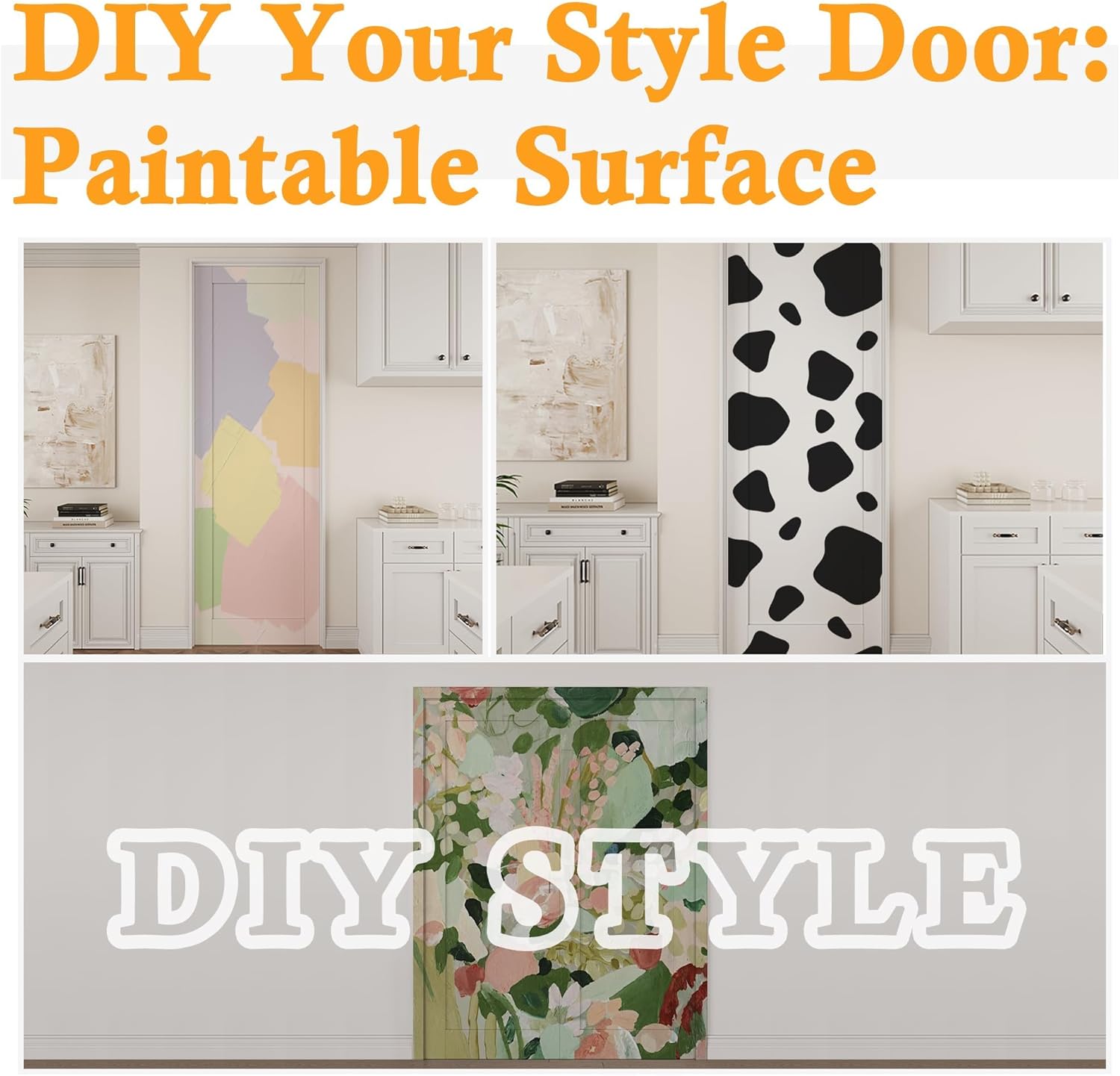 36' x 80' Ball Catch French Doors, 3 Panel Clear Glass Solid Core Pre-Finished & Paintable Double Doors with Ball Catches & Hinges & Handles, White Door, Swing Closet Door Interior