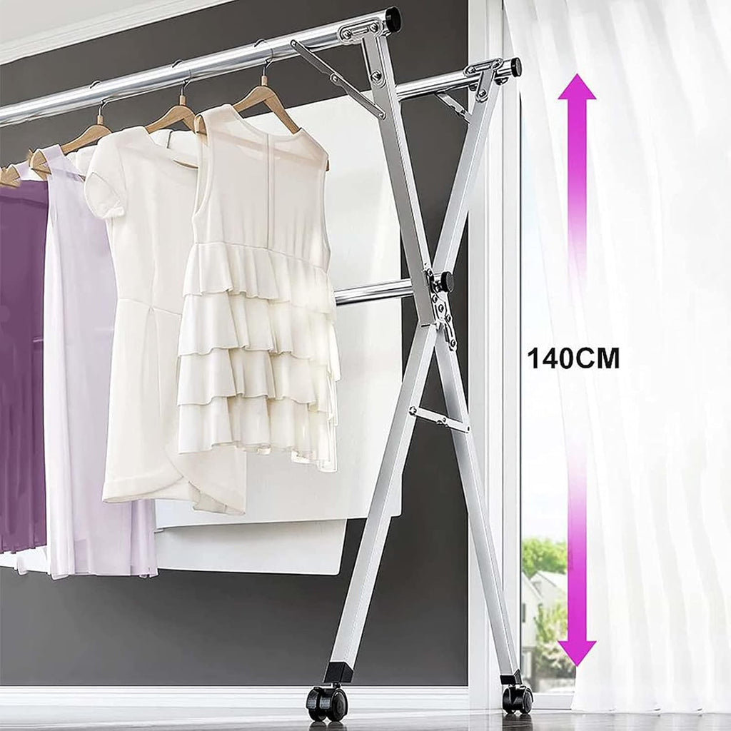 Retractable Heavy Duty Clothes Drying Rack - 1.6m Stainless Steel Collapsible Indoor/Outdoor Garment Rail, Foldable Airer, Easy Install, Space-Saving Laundry Solution