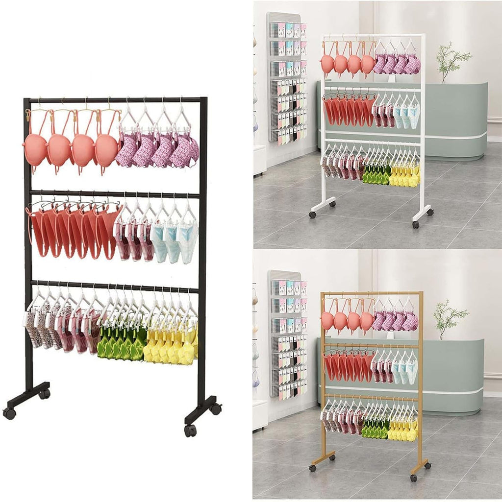 Underwear Display Rack Garment Stand with Wheels Clothes Racks Clothing Store Retail Racks Commercial Freestanding Hanger for Bikini,Swimwear, Lingerie,Shorts,