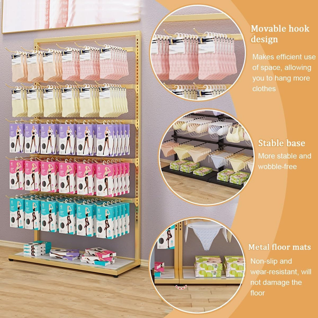 Underwear Display Rack,4 Tier Lingerie Garment Rack Retail Clothing Rack,Metal Display Shelves,Freestanding Clothing Store Boutiques Retail Lingerie Garment Rack(White,80 * 160cm/31.5 * 63in)
