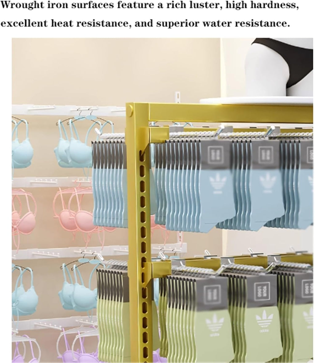 Metal Sock Display Stand, Large Capacity, Lingerie Garment Rack, Retail Sock Show shelves, Supermarkets Commercial Clothing Store Shelf, for Bras, Shorts, Hats(Black,100 * 40 * 135cm)