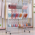 3-Tier Underwear Display Stands,Coat Rack Stand,Freestanding Clothing Store Boutiques Retail Lingerie Garment Rack,metal sock display stand with Wheel,Swimsuit Beachwear Hanger(Silver,80cm/31.5in)