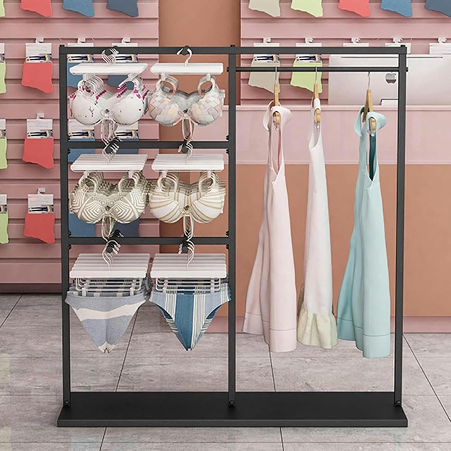 Commercial Coat Rack Stand, Underwear Display Stands, Freestanding Clothing Store Boutiques Retail Lingerie Garment Rack, for Socks Bra Panties Scarves Storage