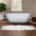 63'' Freestanding Solid Surface Resin Stone Bathtub, Freestanding Tub, Contemporary Design Stand Alone Tub with Pop-up Drain and Overflow, cUPC Certified,