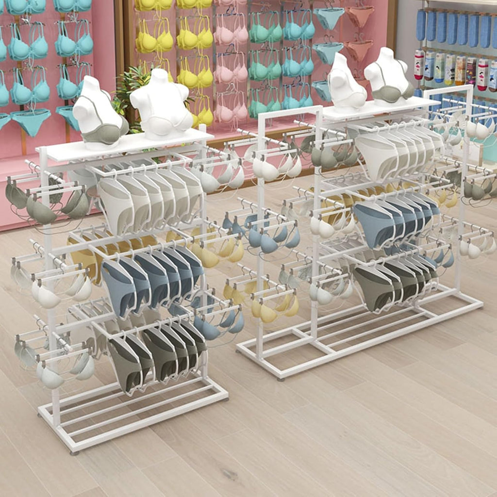 Modern Clothing Store Garment Rack,Commercial Grade Clothes Retail Display Racks,Multipurpose Slippers Socks Underwear Shorts Accessories Storage Shelves,Boutique Organizer(White 150x40x135CM)