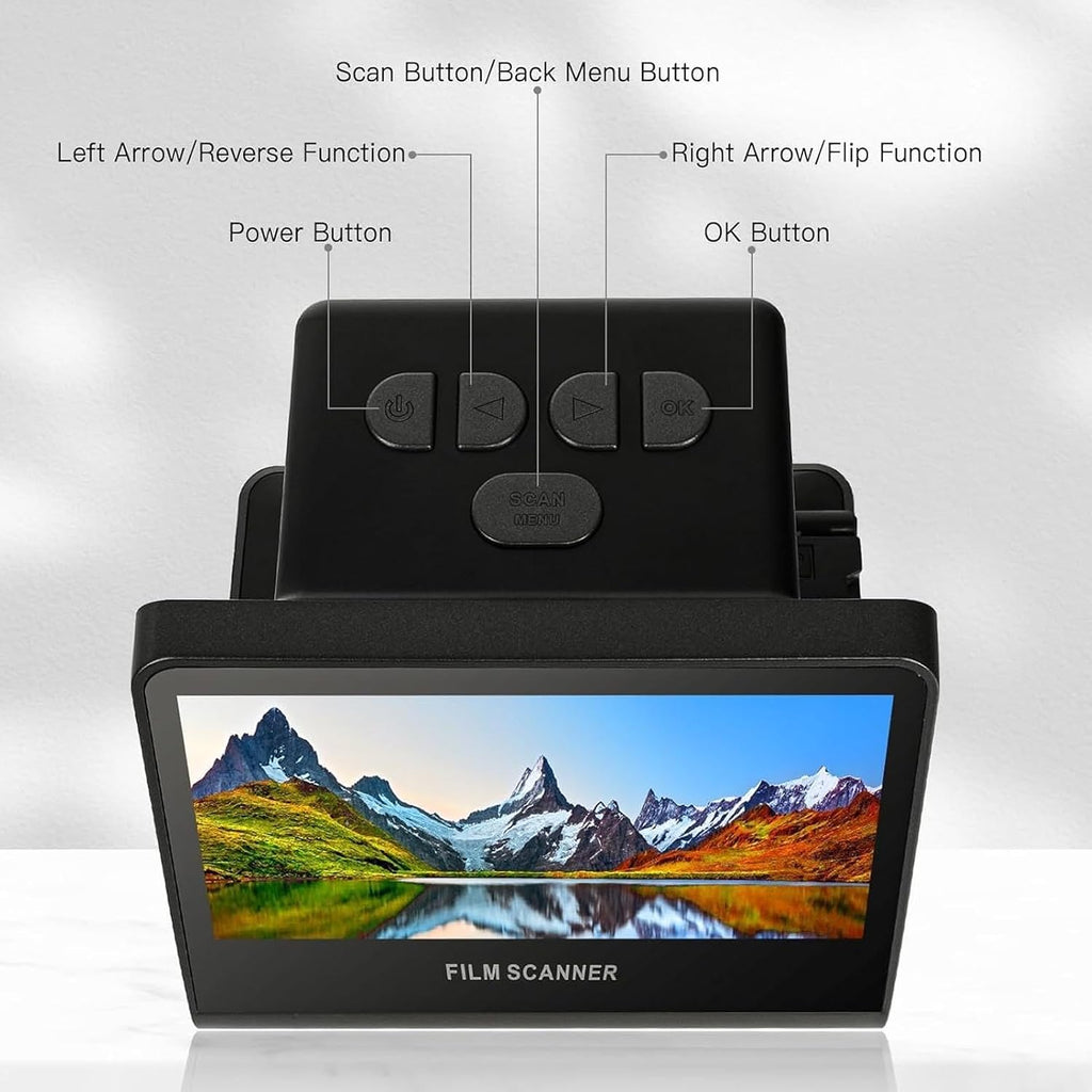 Yoidesu Film Scanner Digital 22MP with 5 Inch LCD Screen, Digital Film Scanner 16GB Memory, Slide Convert Negatives Monochrome to JPEG