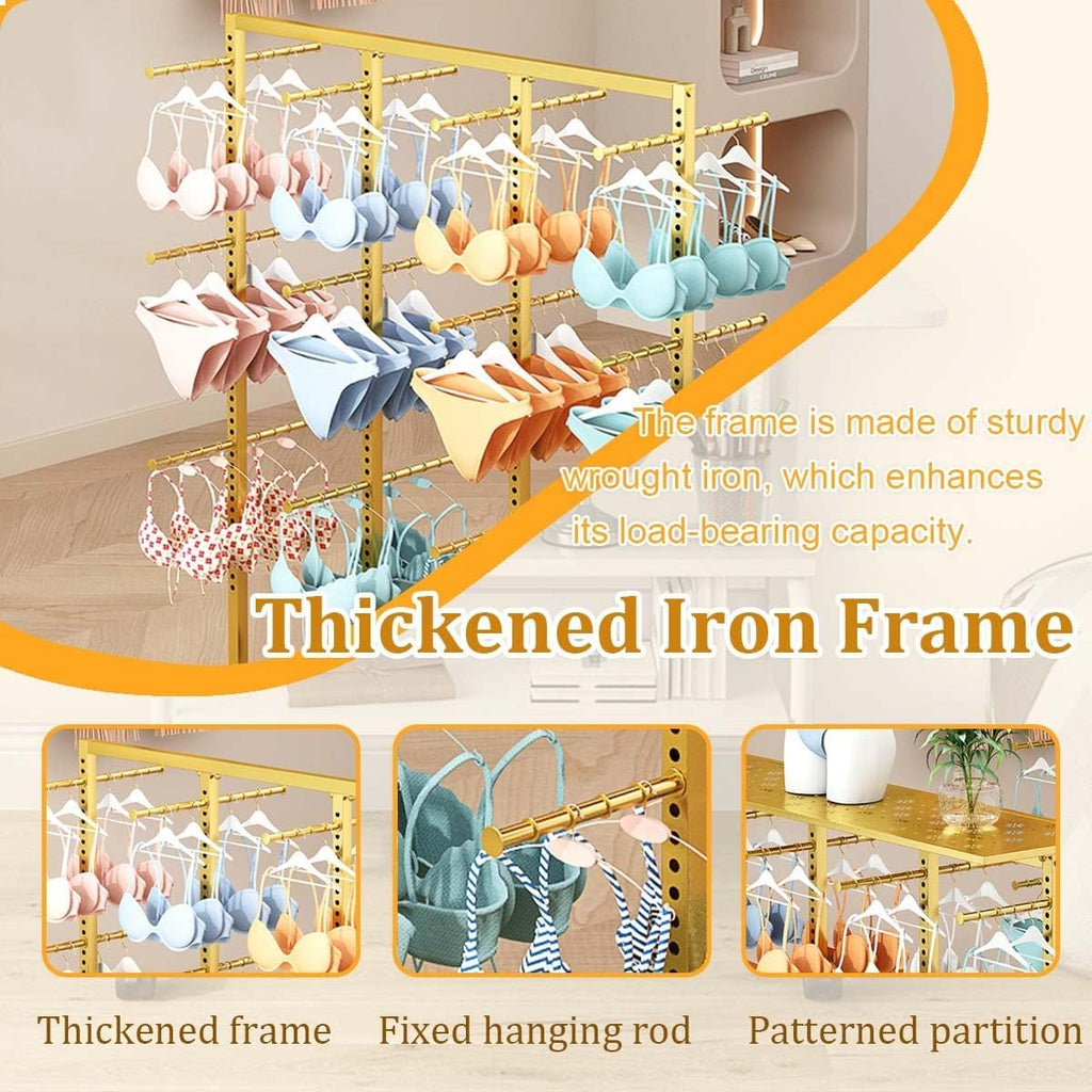 Underwear Display Rack, Coat Rack Stand with Adjustable Shelf Spacing, Freestanding Clothing Store Boutiques Retail Lingerie Garment Racks for Socks Bra Panties(White)